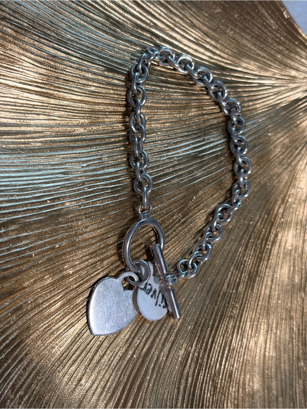 Silver Toggle Heart Charm Bracelet